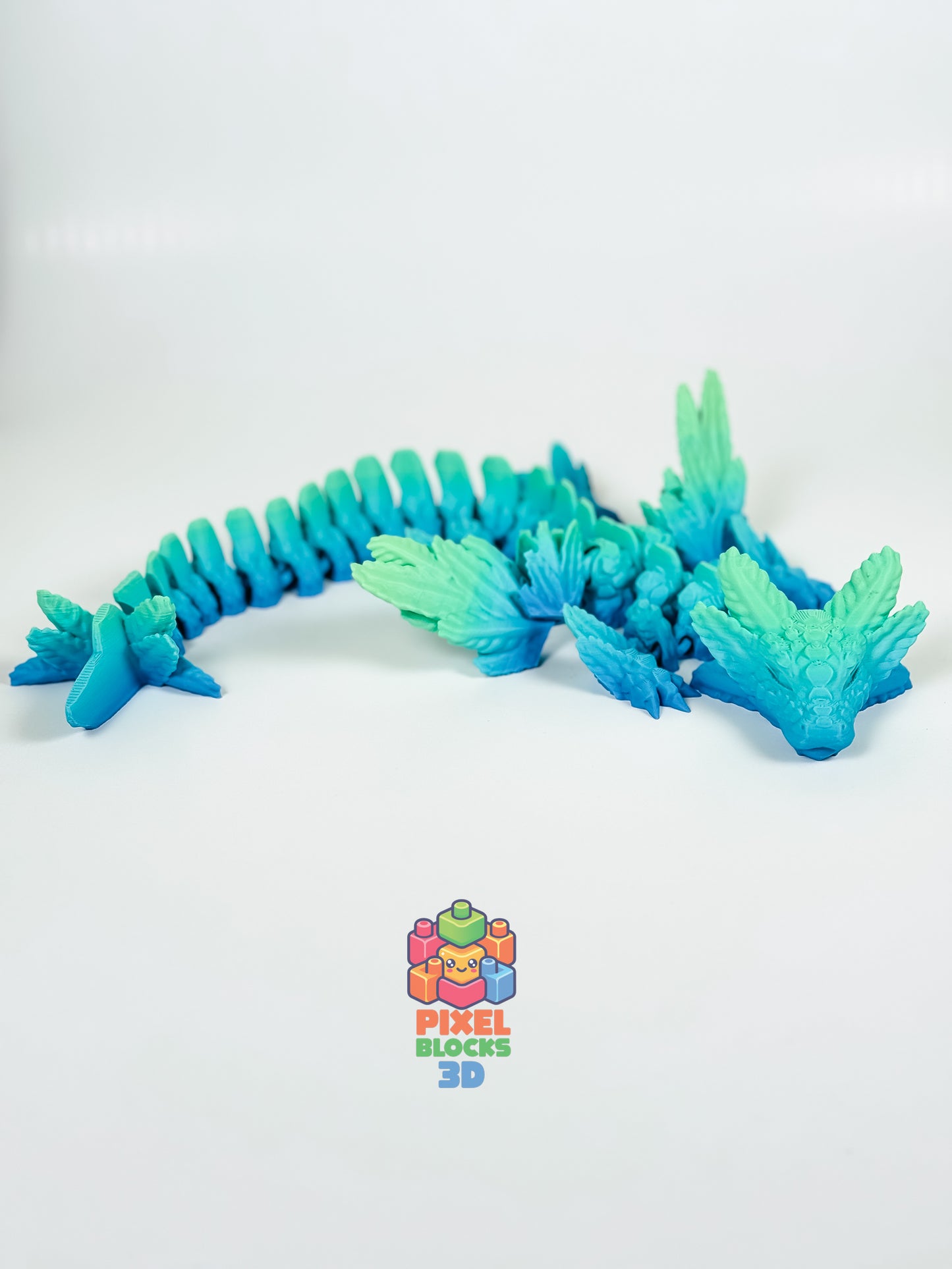 π Hydra Axolotl Dragon β 3D Printed Articulated Blue-Green Rainbow Winged Dragon π