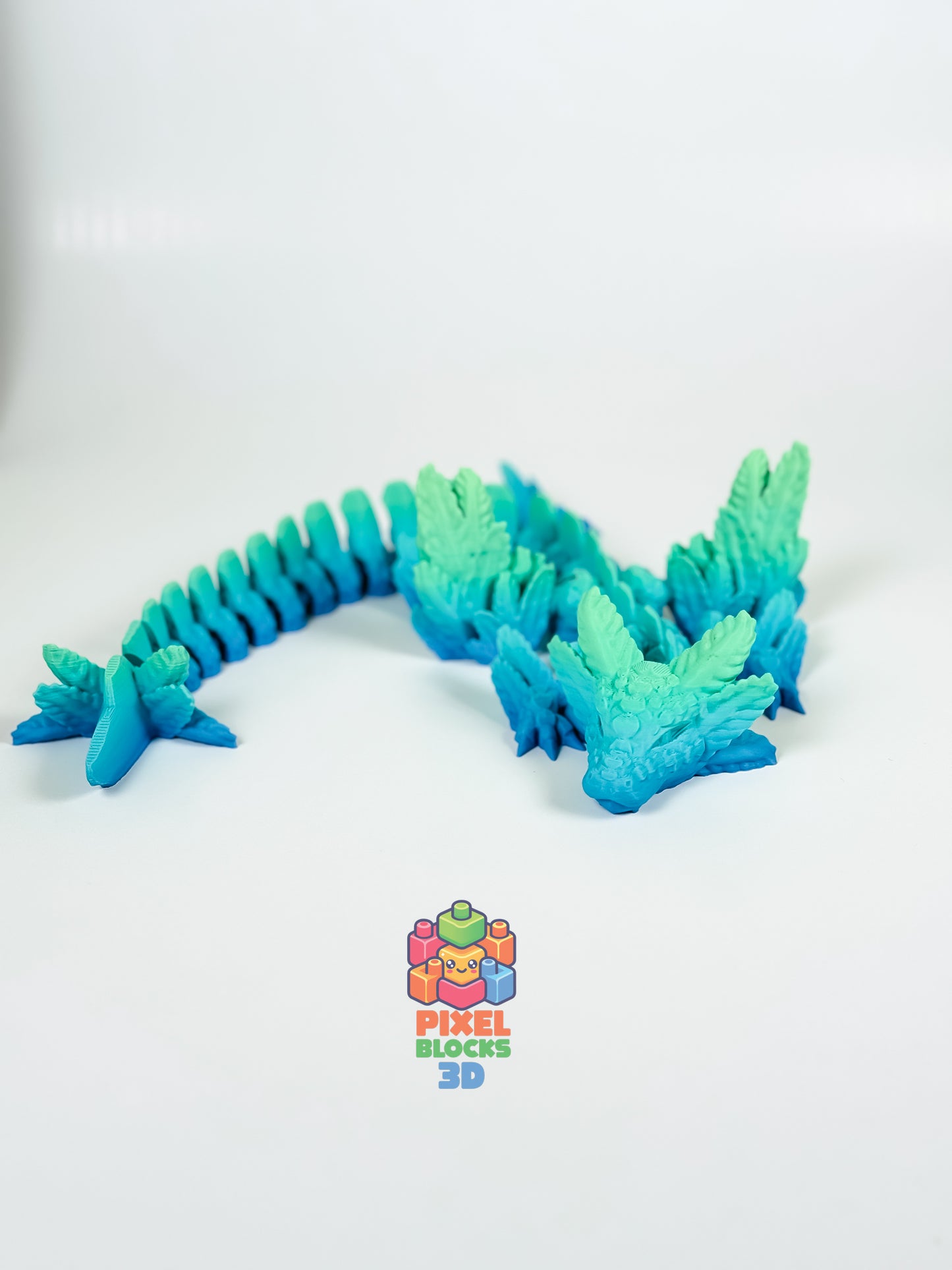 π Hydra Axolotl Dragon β 3D Printed Articulated Blue-Green Rainbow Winged Dragon π