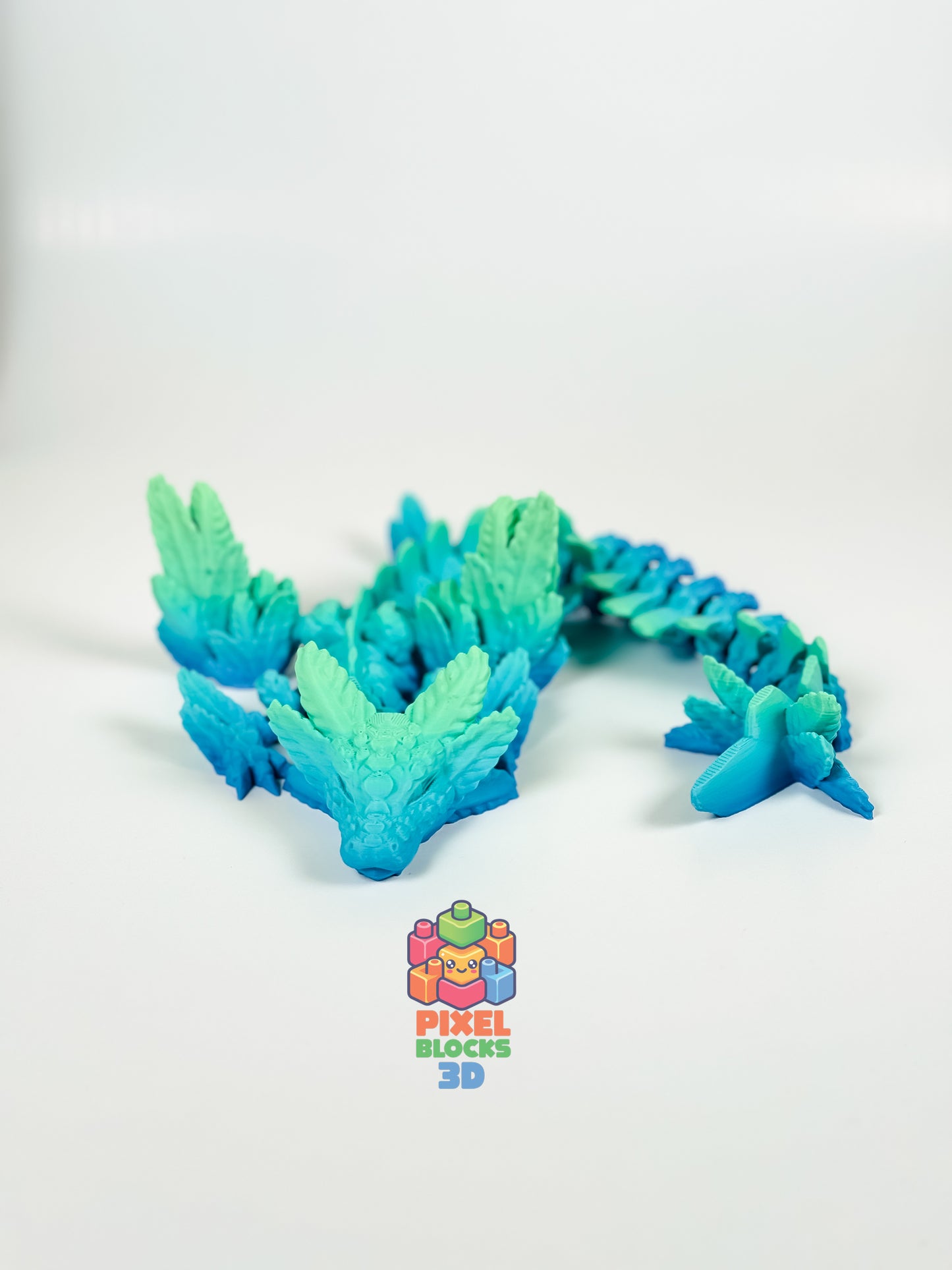 π Hydra Axolotl Dragon β 3D Printed Articulated Blue-Green Rainbow Winged Dragon π
