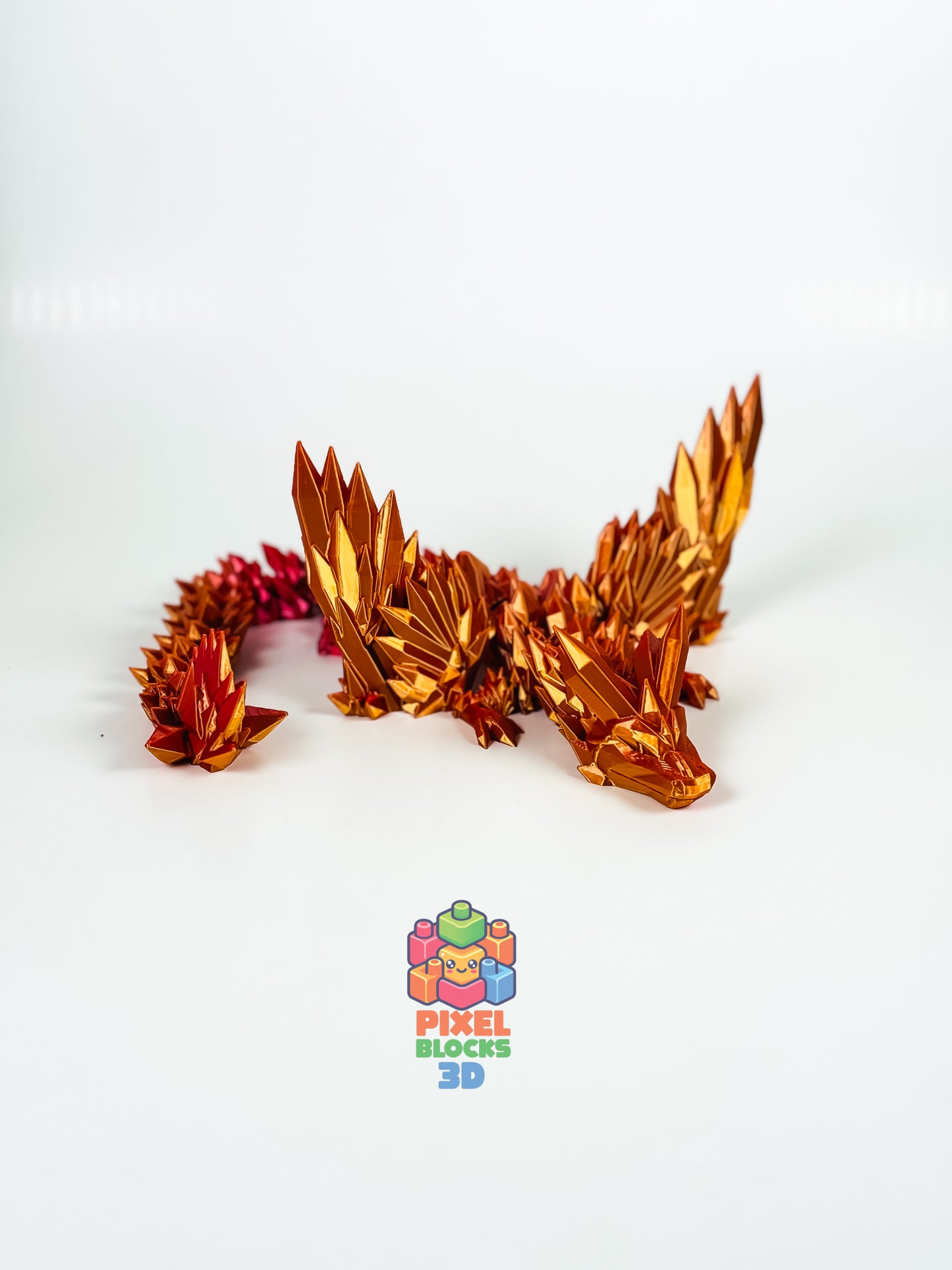 π₯ Sunfire Dragon β 3D Printed Articulated Red & Gold Iridescent Crystal Dragon π
