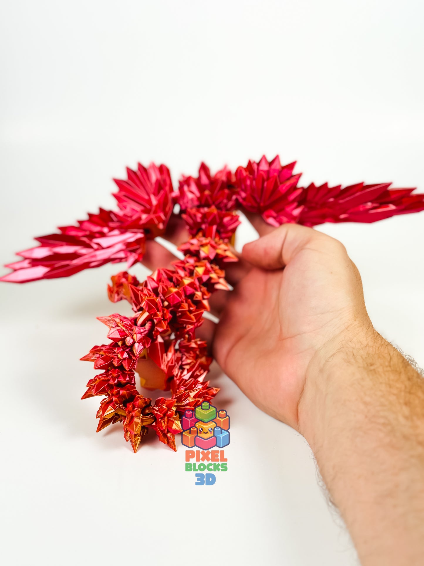 π₯ Sunfire Dragon β 3D Printed Articulated Red & Gold Iridescent Crystal Dragon π