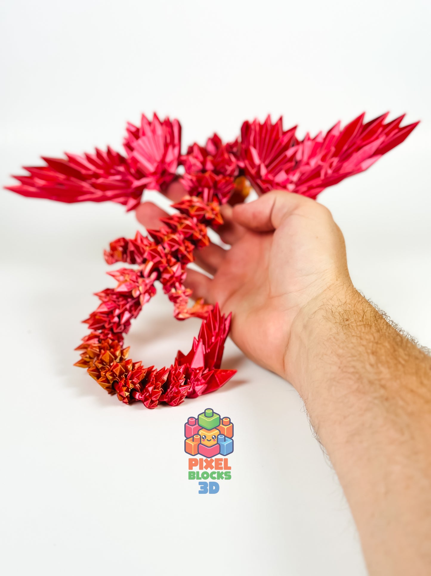 π₯ Sunfire Dragon β 3D Printed Articulated Red & Gold Iridescent Crystal Dragon π
