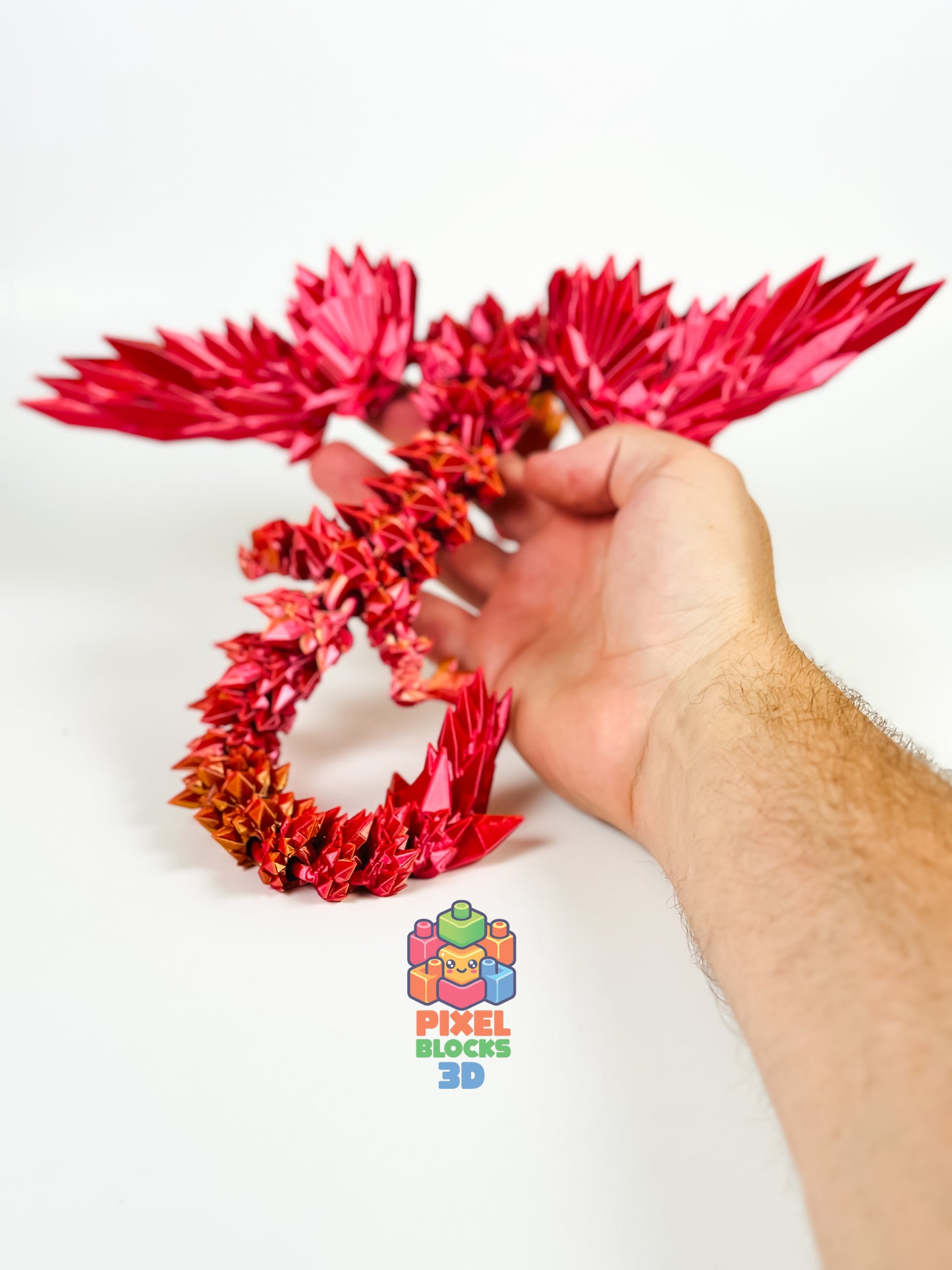π₯ Sunfire Dragon β 3D Printed Articulated Red & Gold Iridescent Crystal Dragon π