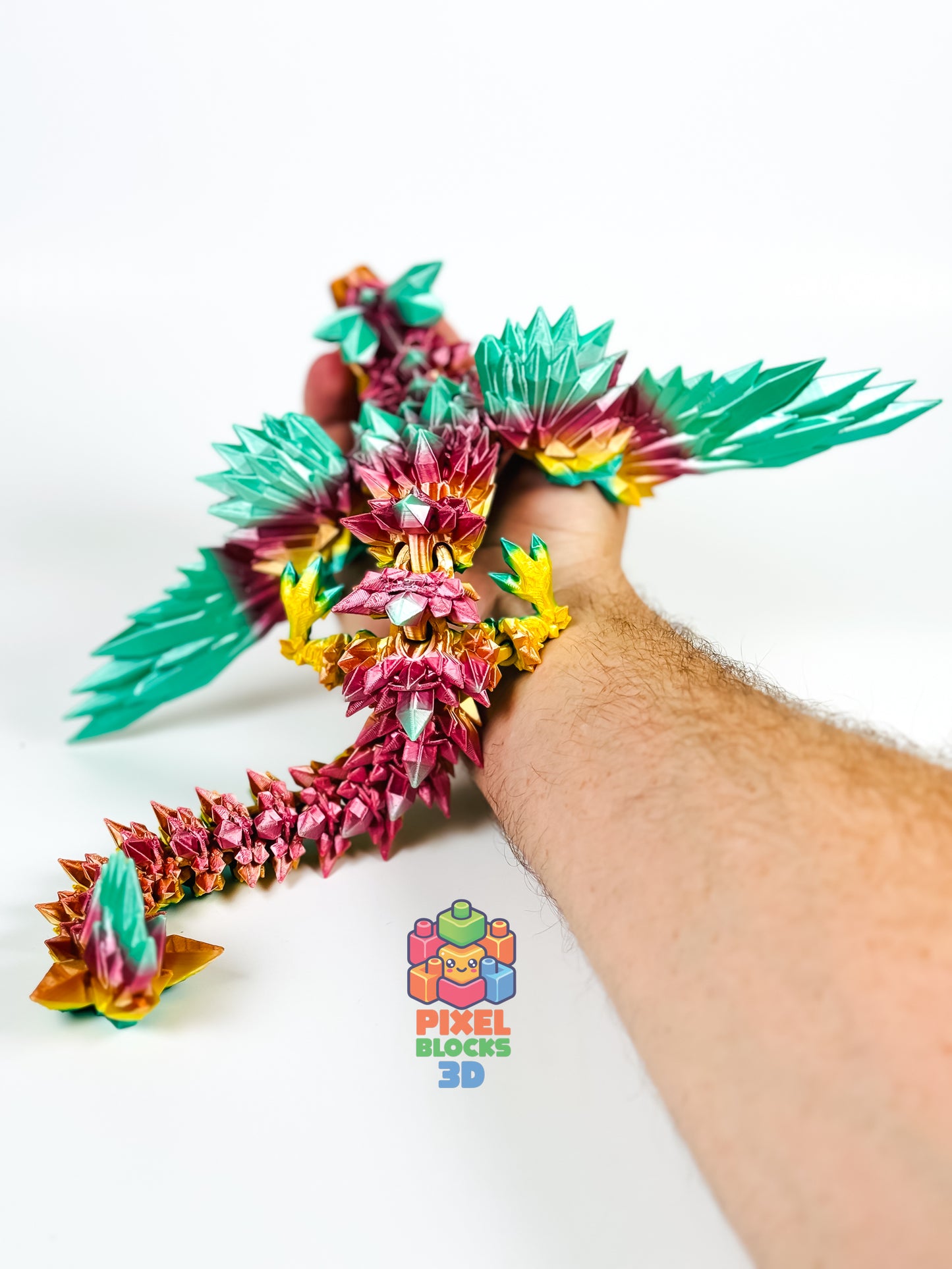 π Skydancer Dragon β 3D Printed Articulated Iridescent Rainbow Crystal Winged Dragon π