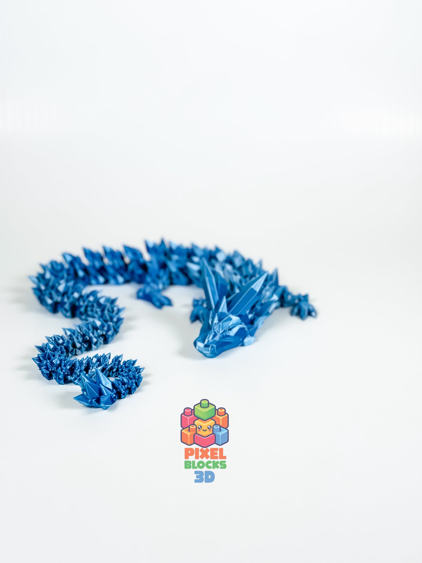 ❄️ Ice Dragon – Articulated 3D Printed Silver & Blue Iridescent Dragon 🐉