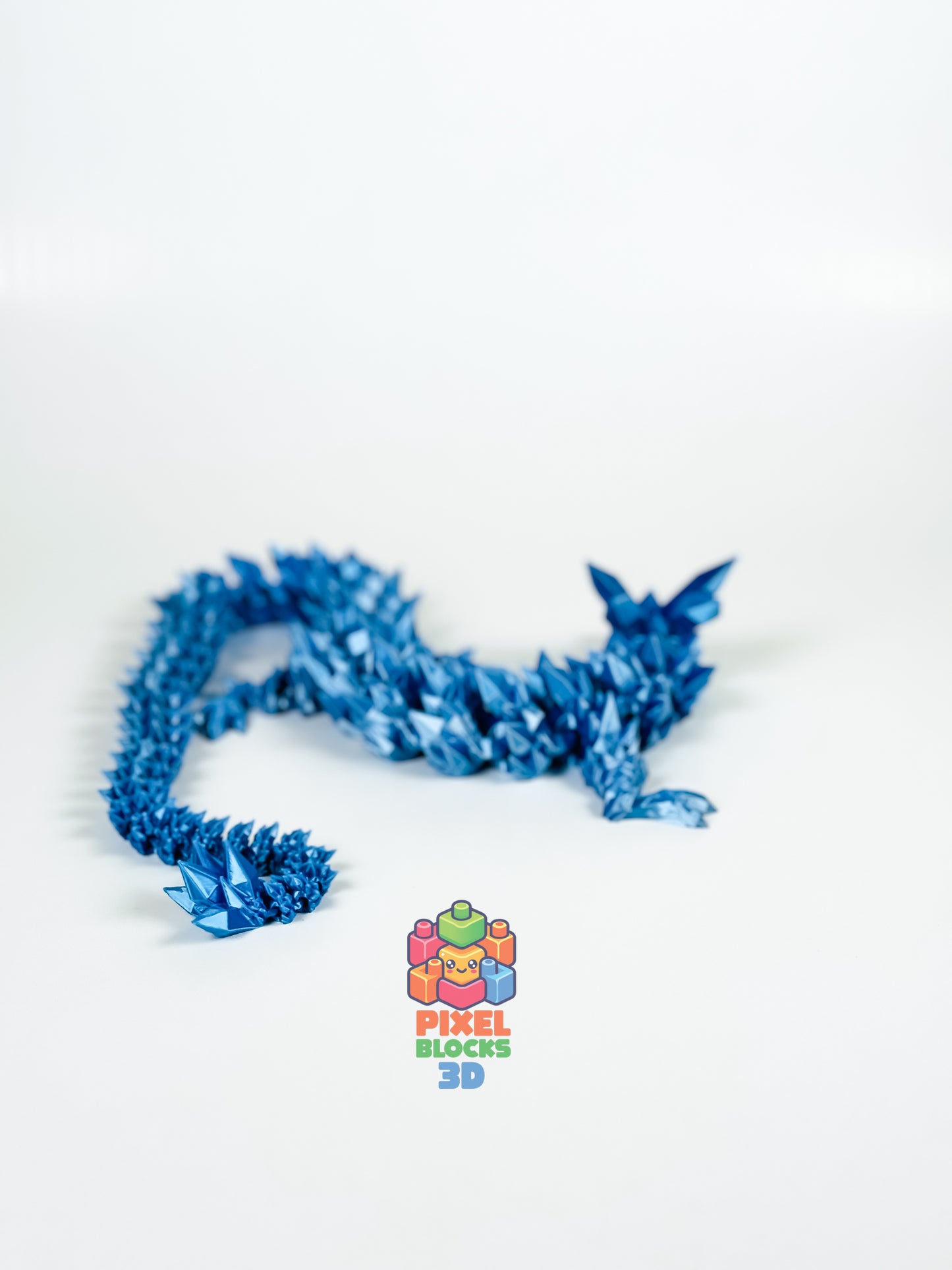 ❄️ Ice Dragon – Articulated 3D Printed Silver & Blue Iridescent Dragon 🐉