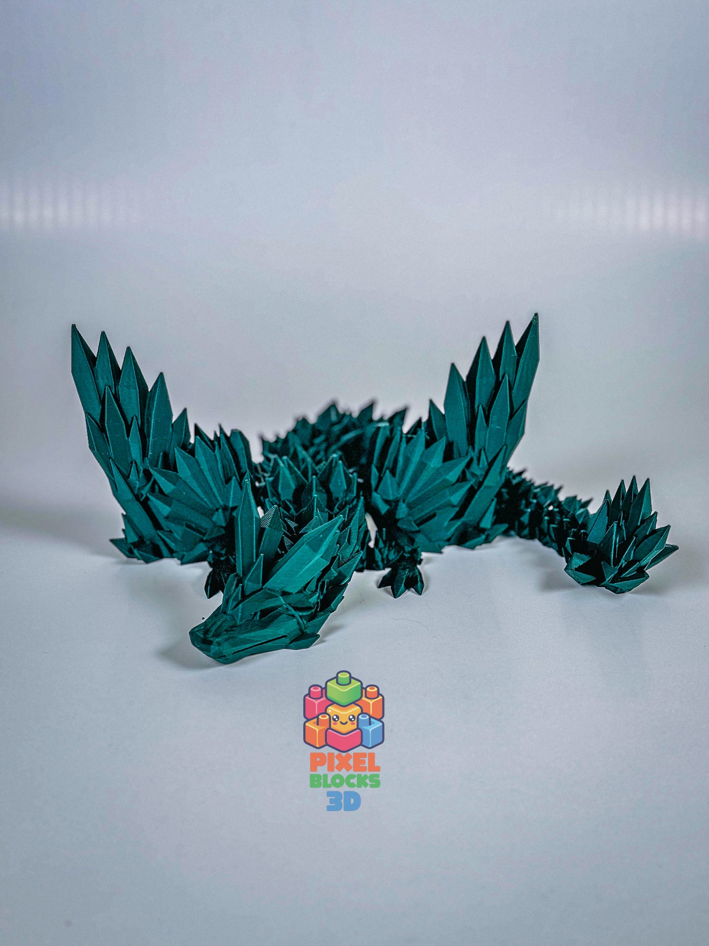 πΏ Sagewing Dragon β 3D Printed Articulated Matte Forest Green Crystal Winged Dragon π