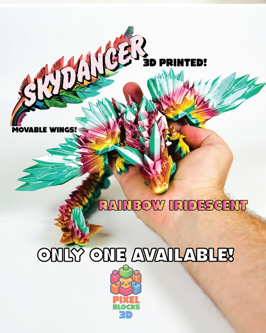 🌈 Skydancer Dragon – 3D Printed Articulated Iridescent Rainbow Crystal Winged Dragon 🐉