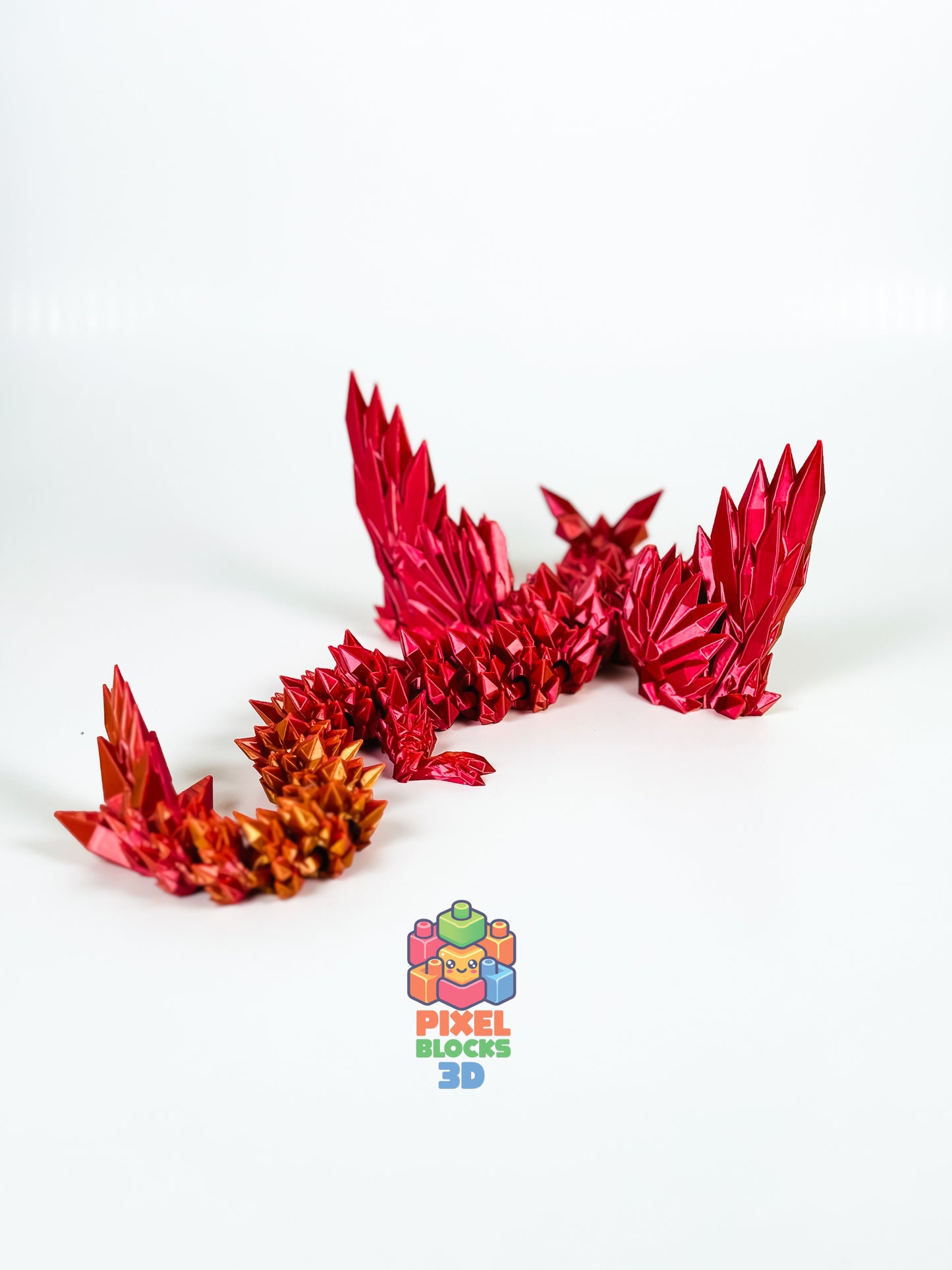 🔥 Sunfire Dragon – 3D Printed Articulated Red & Gold Iridescent Crystal Dragon 🐉