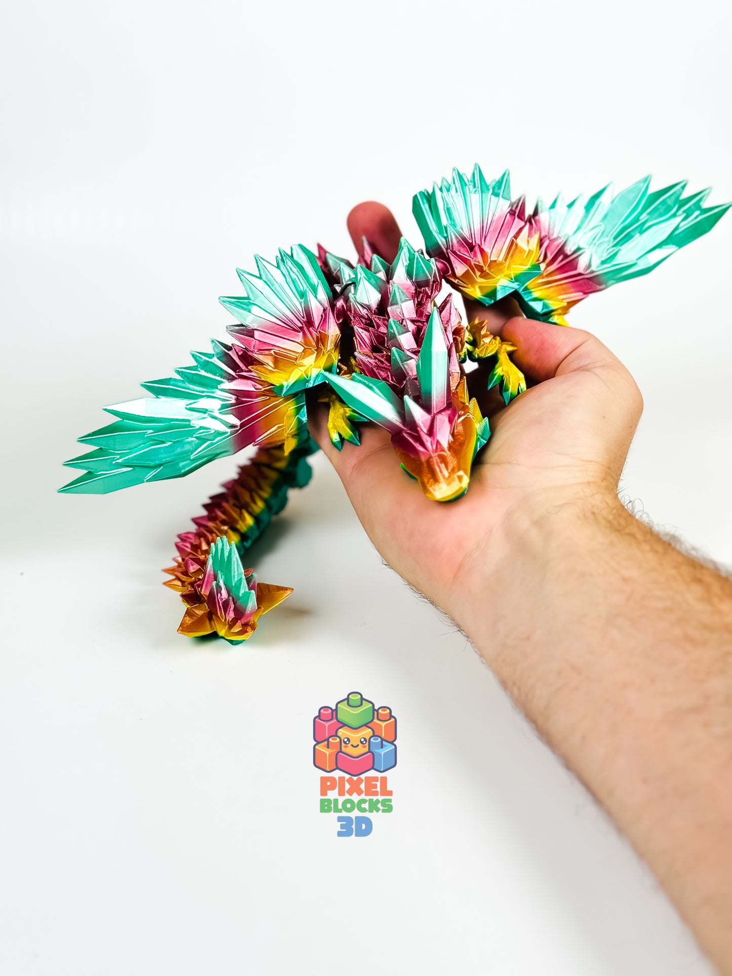 🌈 Skydancer Dragon – 3D Printed Articulated Iridescent Rainbow Crystal Winged Dragon 🐉