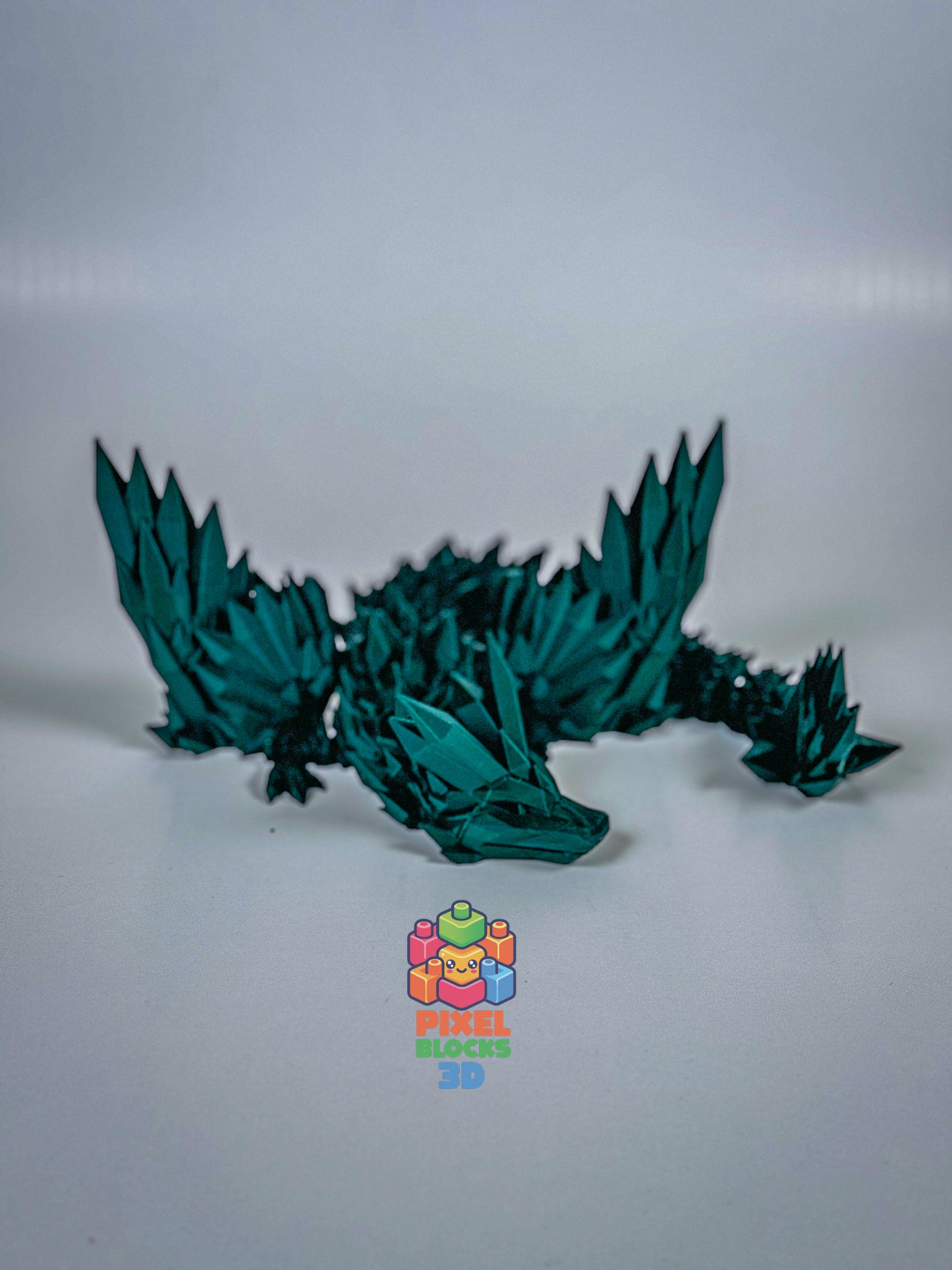🌿 Sagewing Dragon – 3D Printed Articulated Matte Forest Green Crystal Winged Dragon 🐉